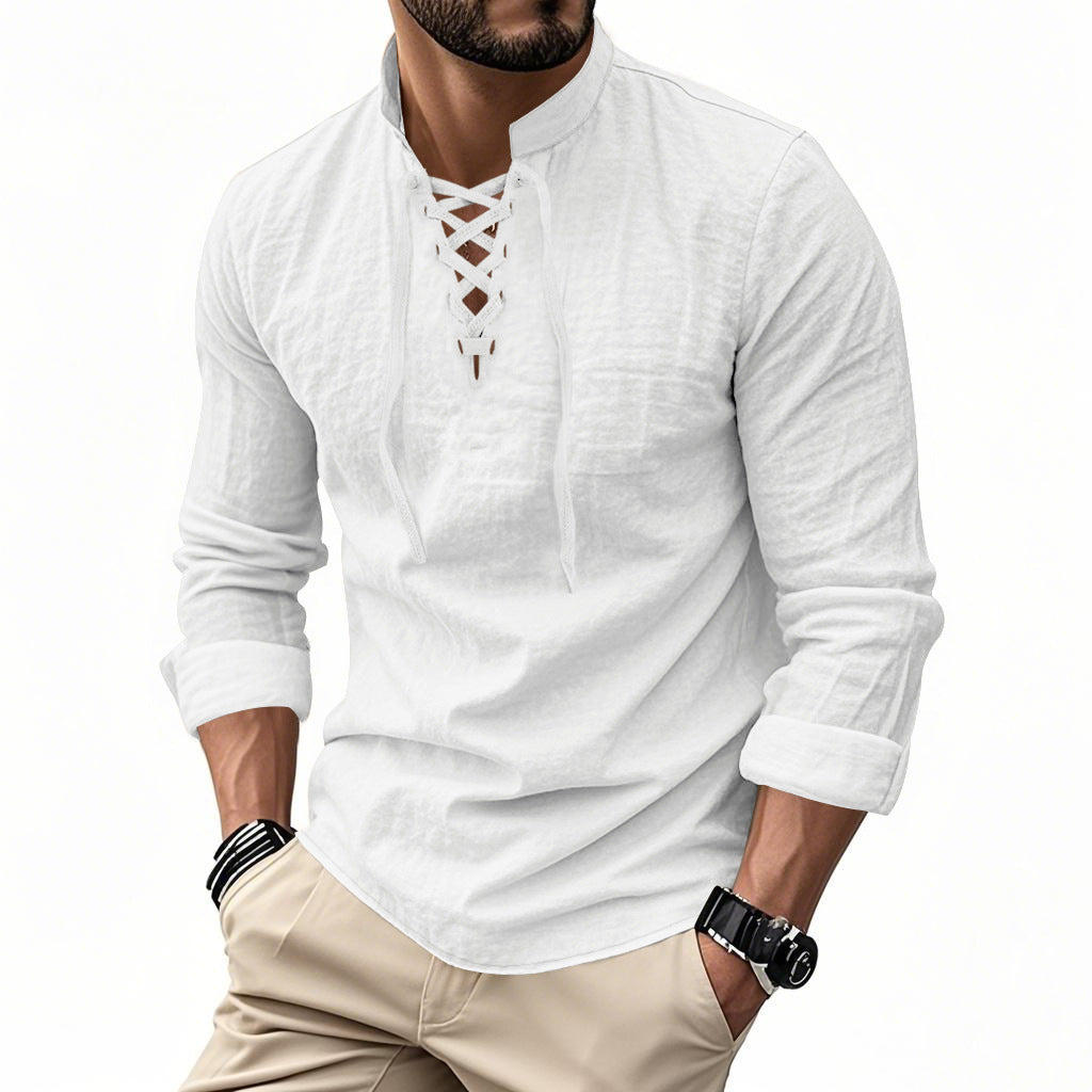 Casual beach stand-up collar shirt