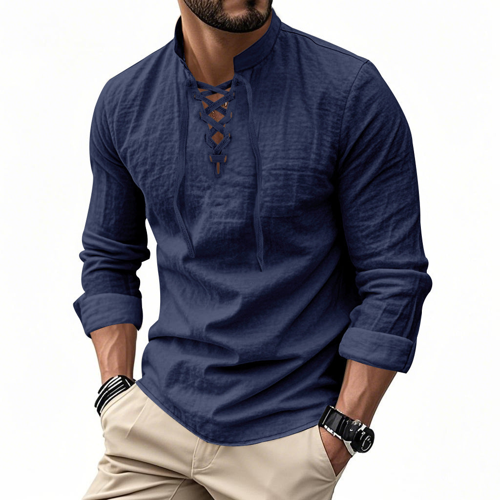 Casual beach stand-up collar shirt