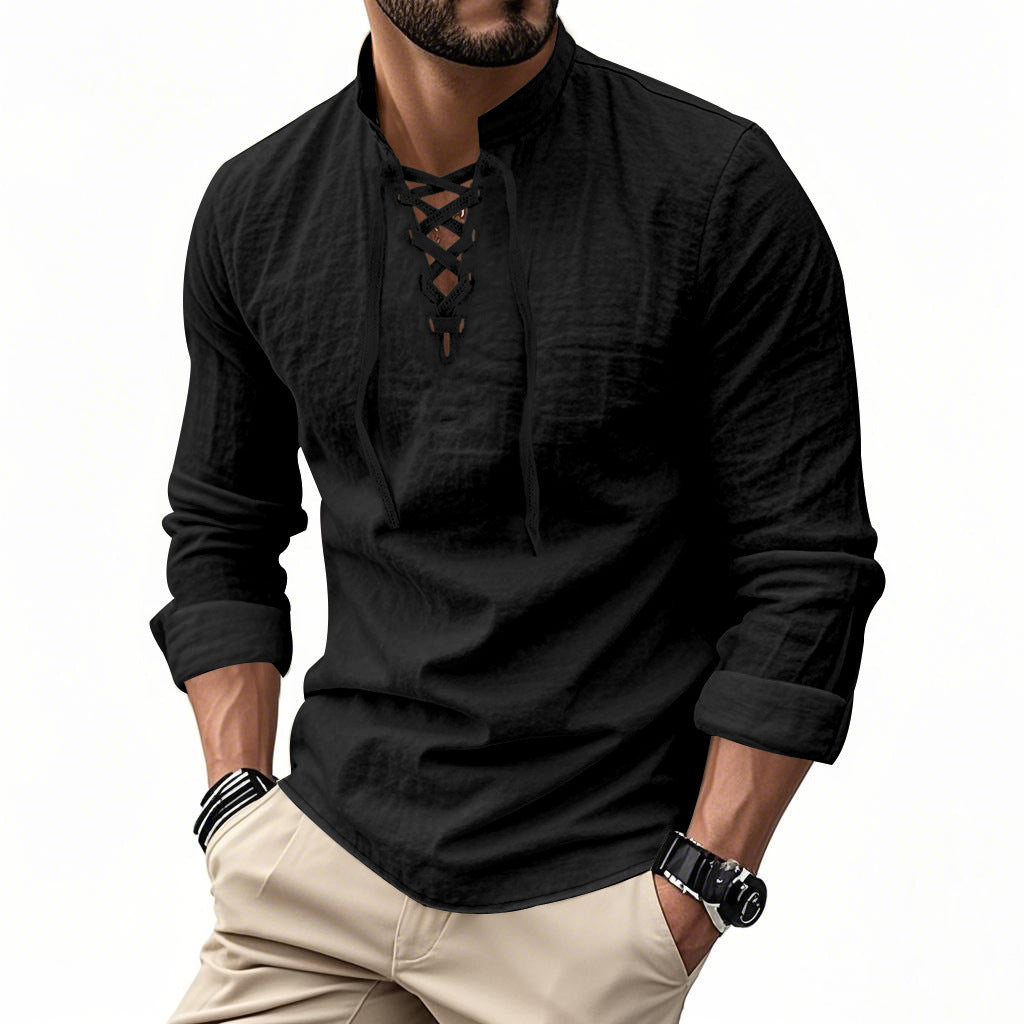 Casual beach stand-up collar shirt