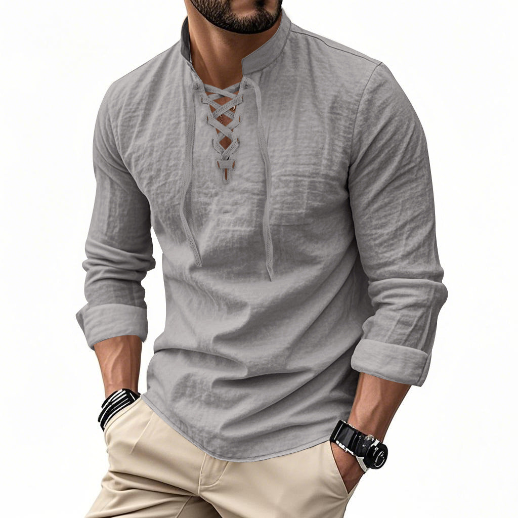 Casual beach stand-up collar shirt