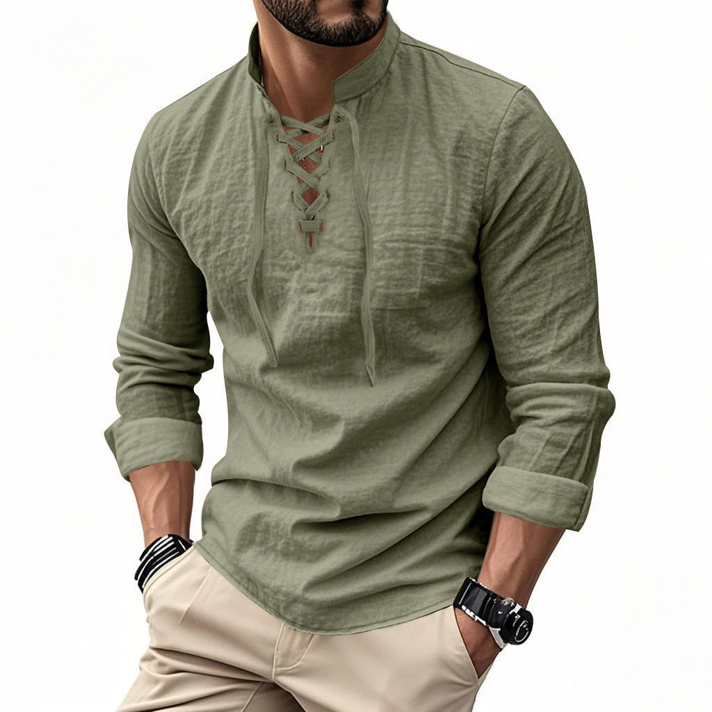 Casual beach stand-up collar shirt