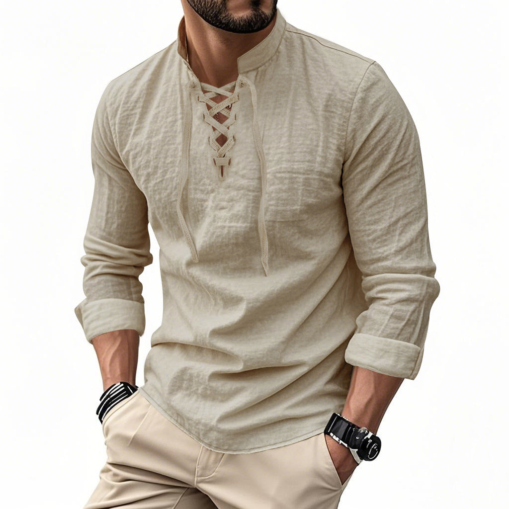 Casual beach stand-up collar shirt