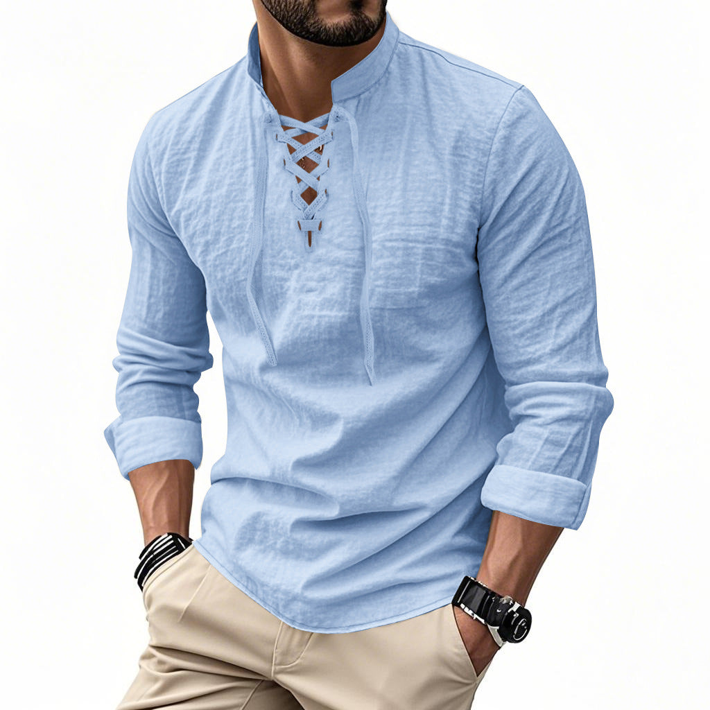 Casual beach stand-up collar shirt