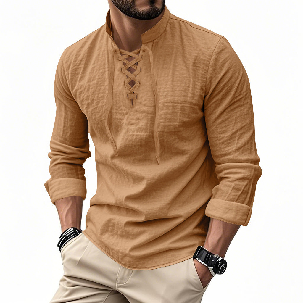 Casual beach stand-up collar shirt