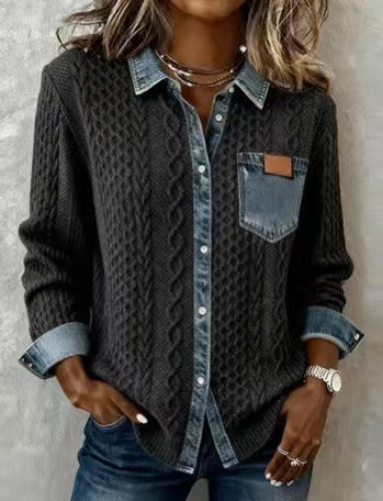 Stylish and versatile patchwork shirt cardigan