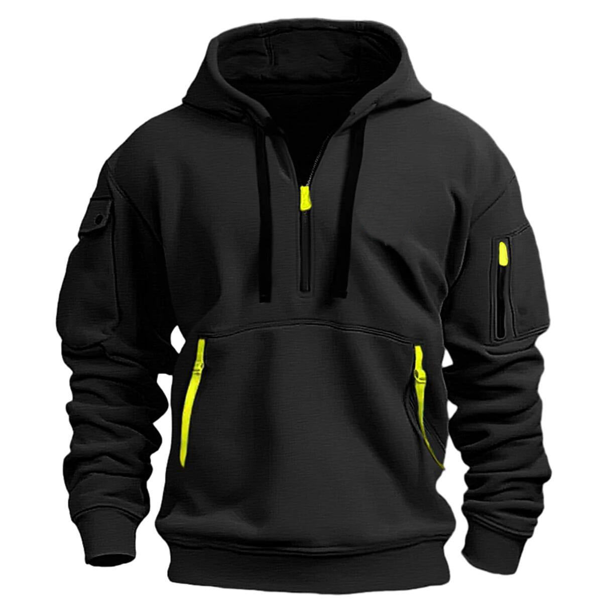Zippered Multi-Pocket Sports Hoodie