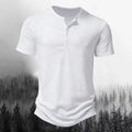 Solid color Henley collar T-shirt/POLO shirt