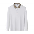 Men's solid color long-sleeved polo shirt