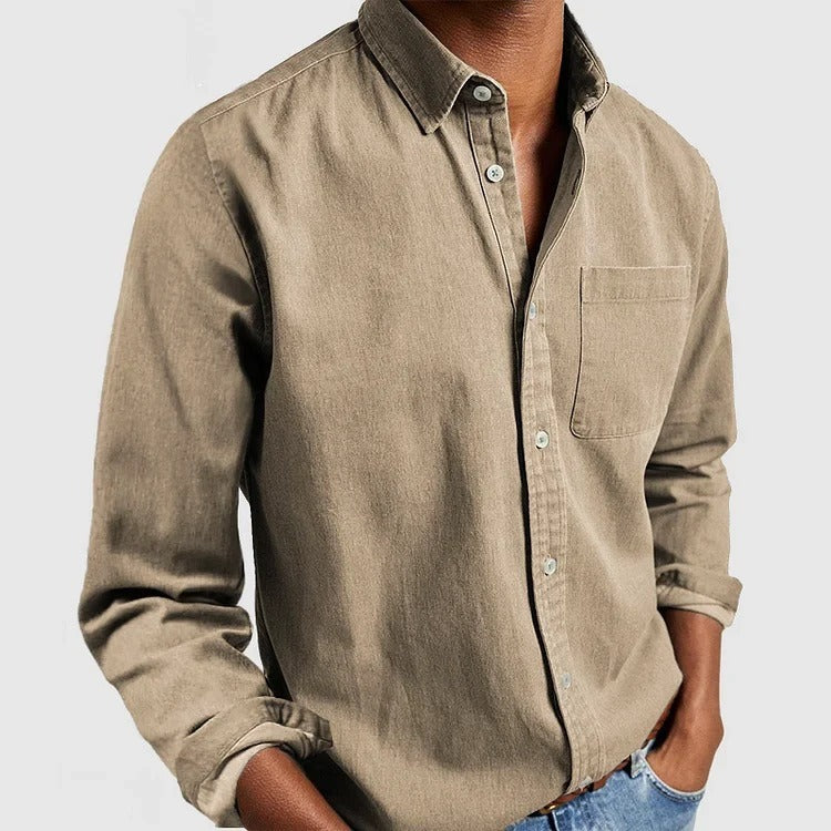 New men's long-sleeved collared shirt