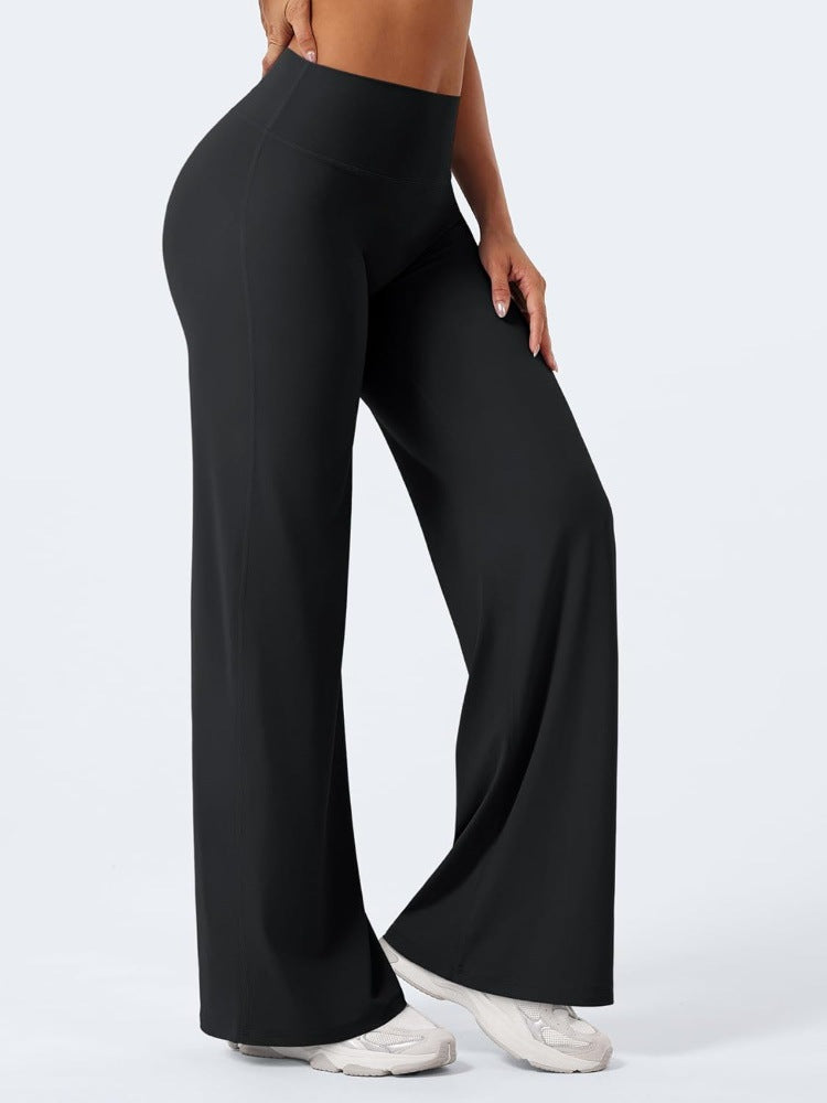 Yoga wide-leg pants, cropped high-waisted, loose straight leg pants