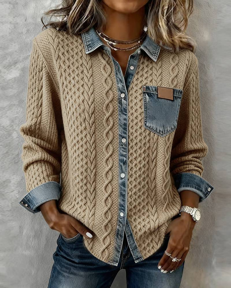 Stylish and versatile patchwork shirt cardigan