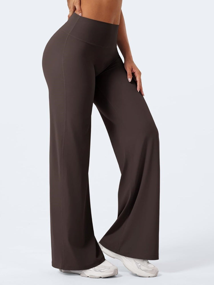 Yoga wide-leg pants, cropped high-waisted, loose straight leg pants
