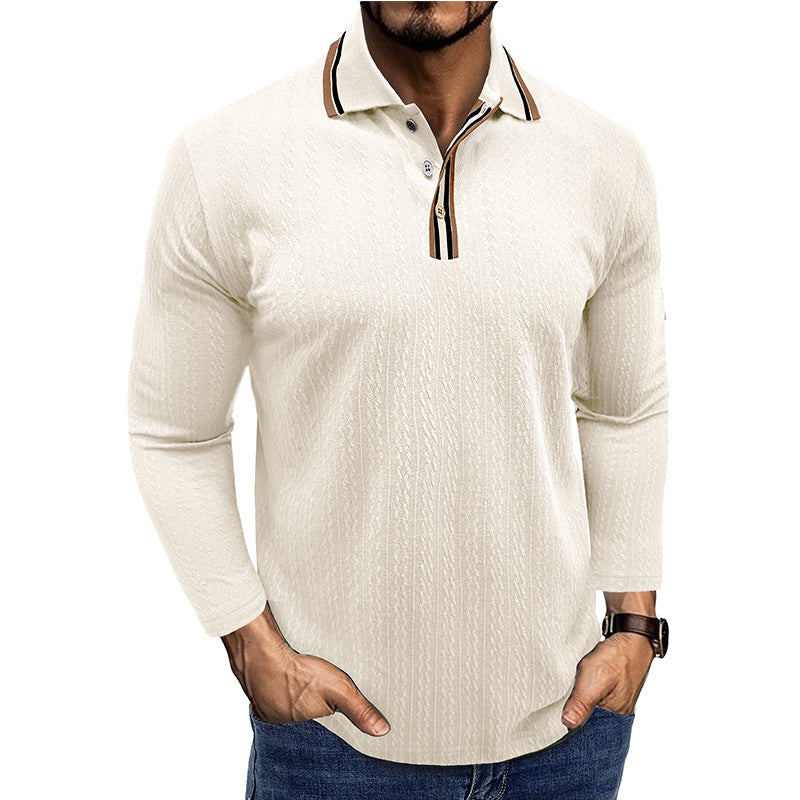 Men's long-sleeved knitted polo shirt