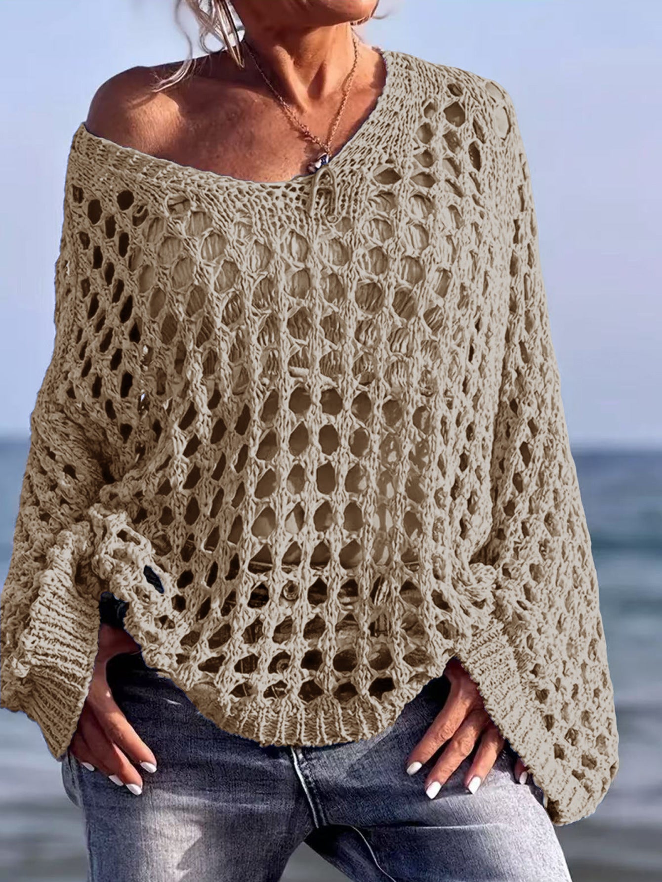 Sexy openwork knitted vacation knitwear