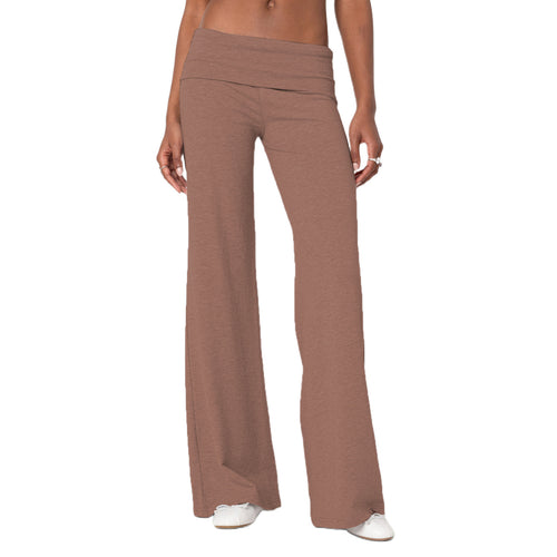 Casual solid color slim fit trousers