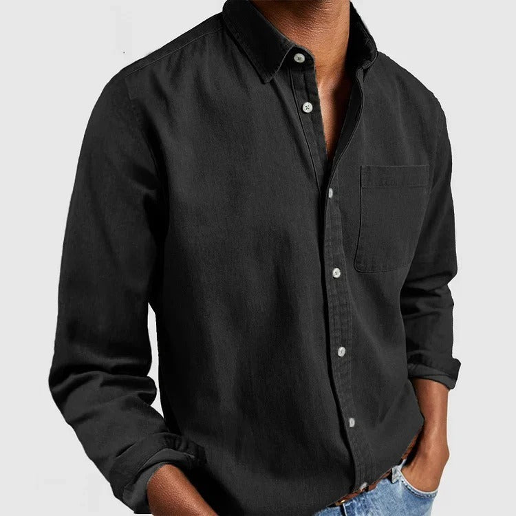 New men's long-sleeved collared shirt