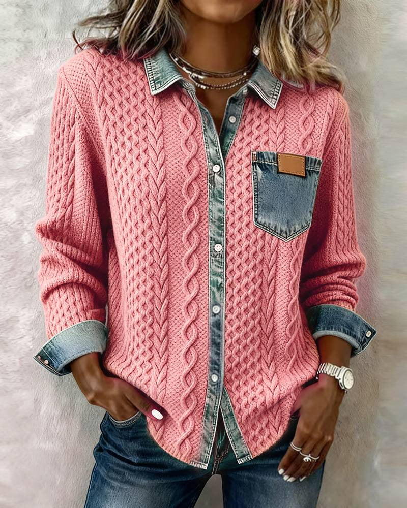 Stylish and versatile patchwork shirt cardigan