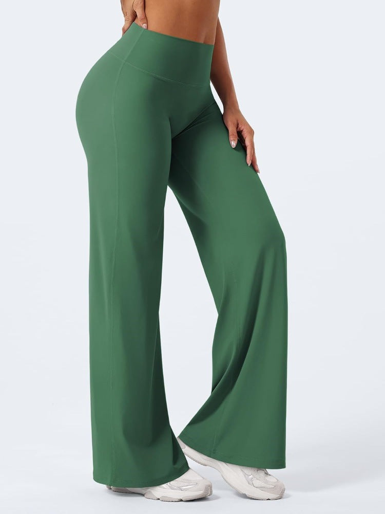 Yoga wide-leg pants, cropped high-waisted, loose straight leg pants