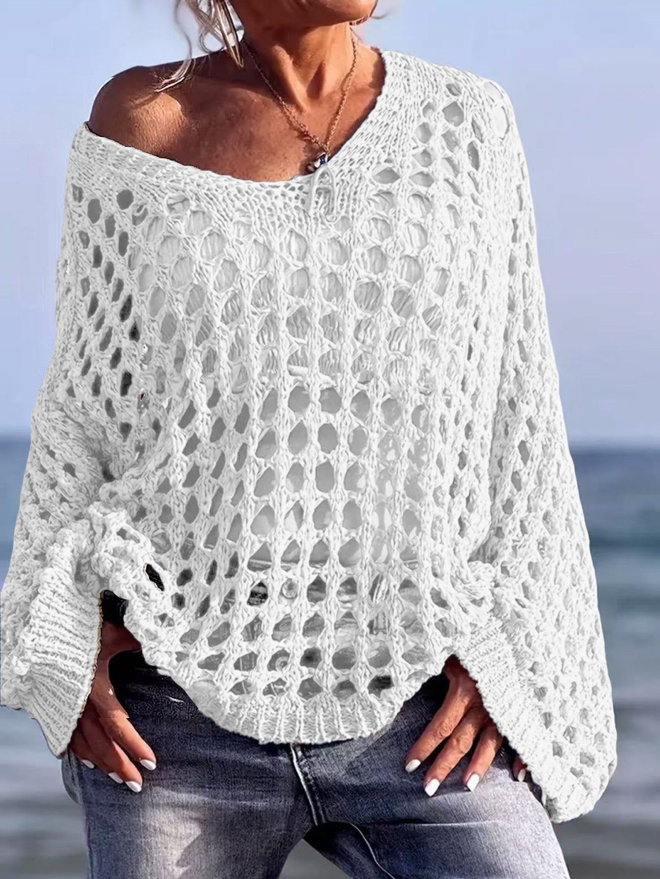 Sexy openwork knitted vacation knitwear