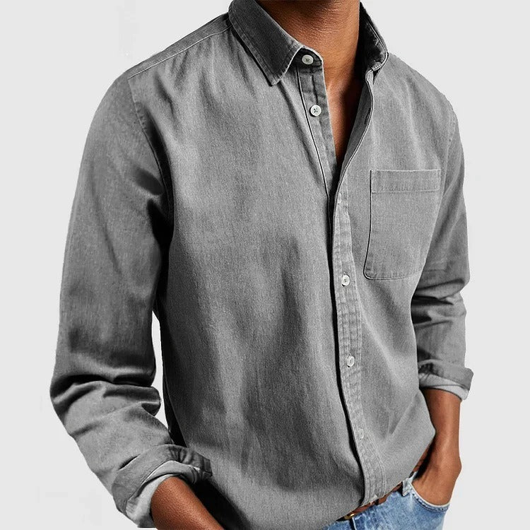 New men's long-sleeved collared shirt
