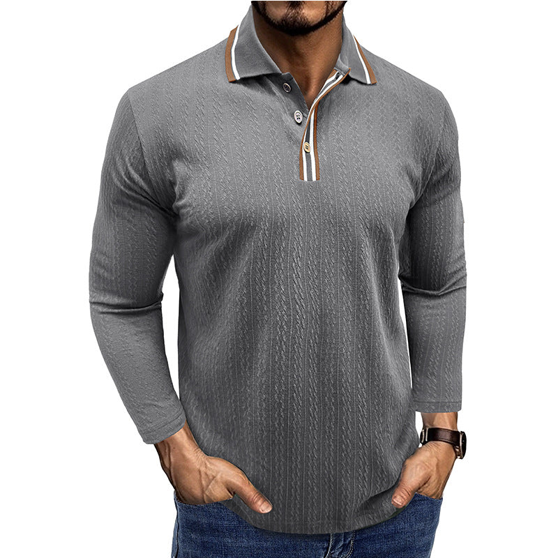 Men's long-sleeved knitted polo shirt