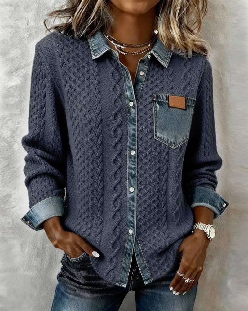 Stylish and versatile patchwork shirt cardigan