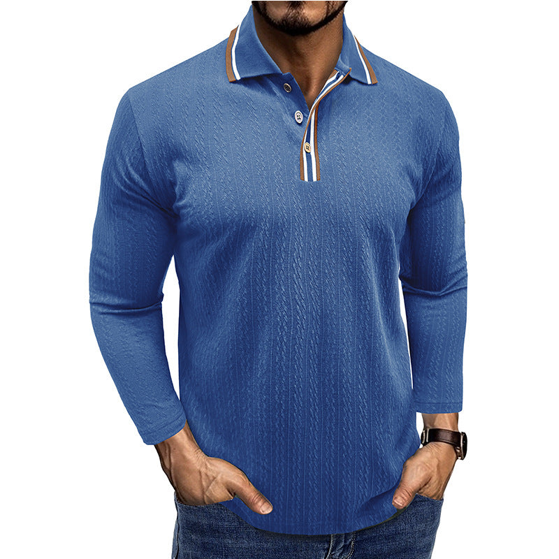 Men's long-sleeved knitted polo shirt