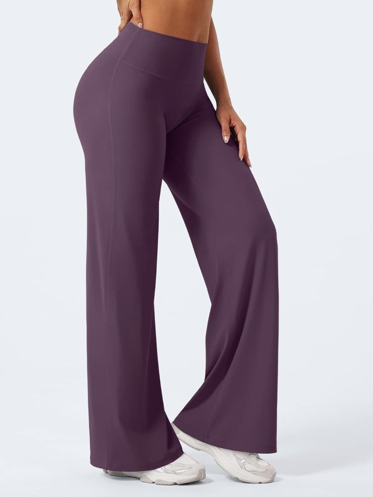 Yoga wide-leg pants, cropped high-waisted, loose straight leg pants
