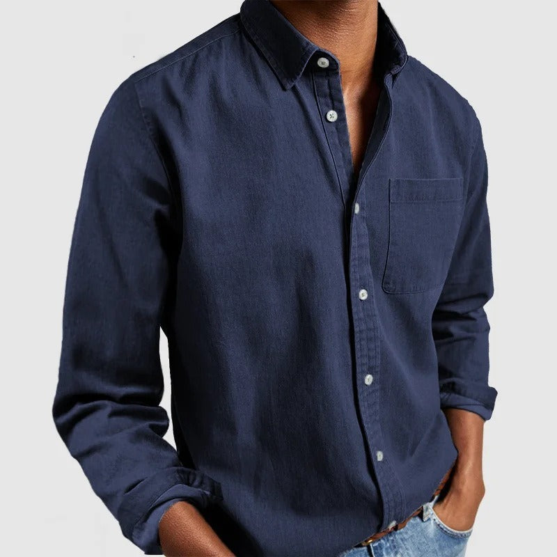 New men's long-sleeved collared shirt