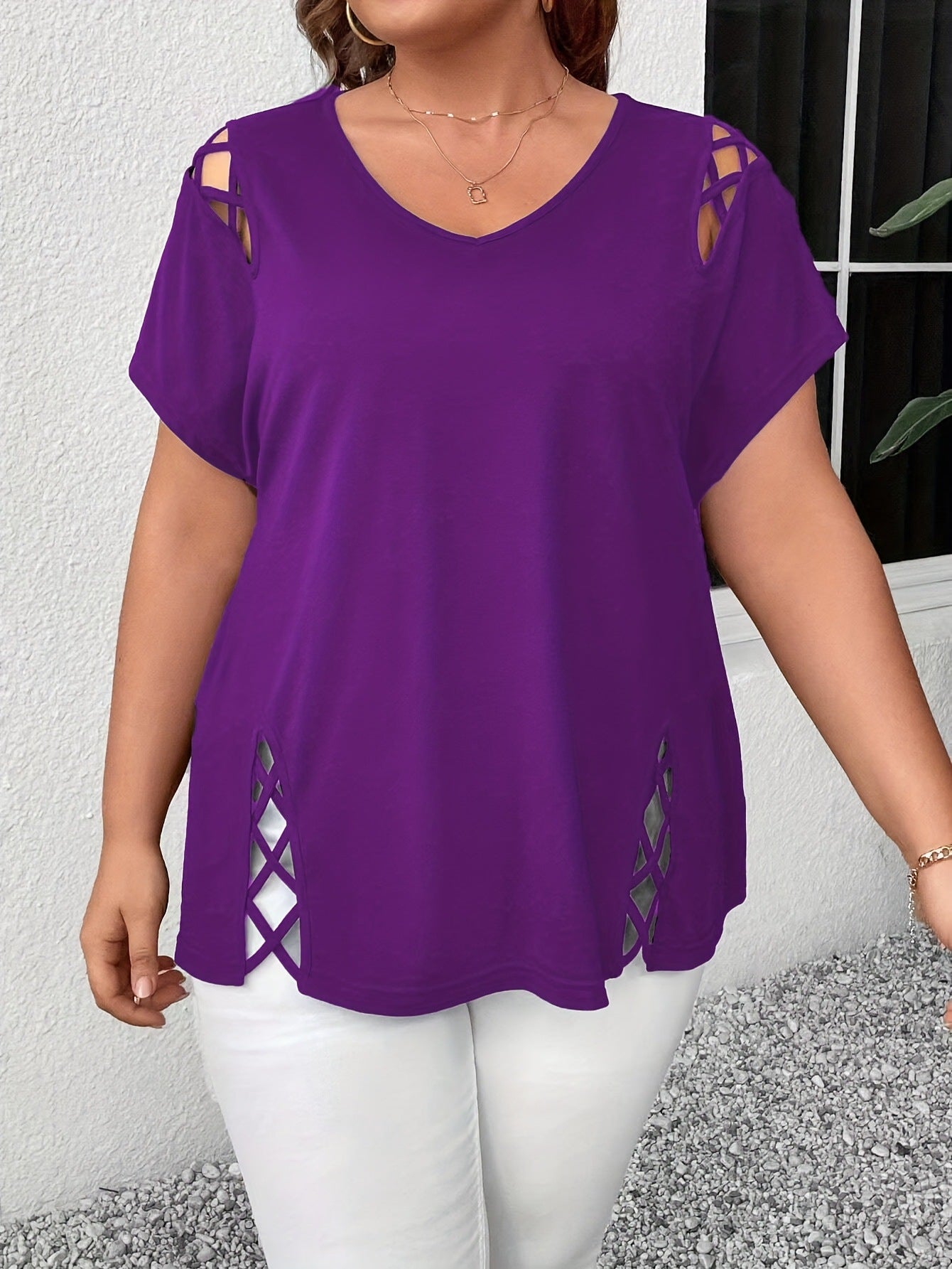 Summer Sexy V-neck Crossover Short-sleeved T-shirt