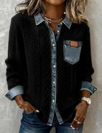 Stylish and versatile patchwork shirt cardigan