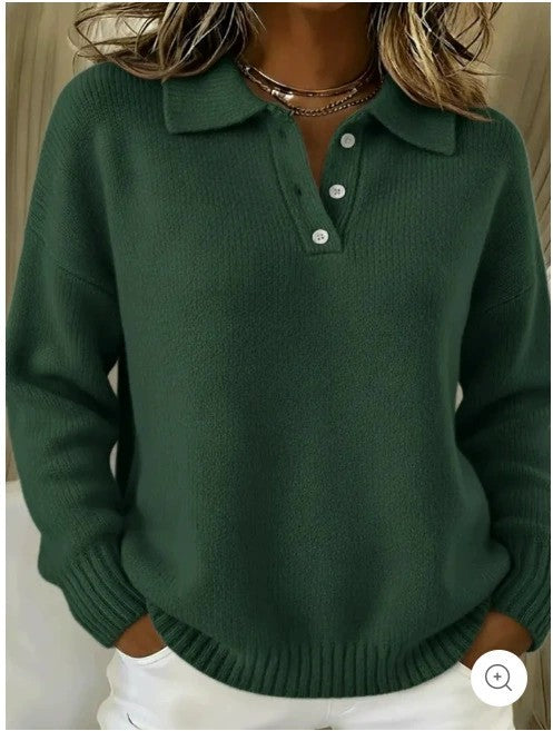 Solid color pullover sweatshirt, loose collar, long-sleeved top
