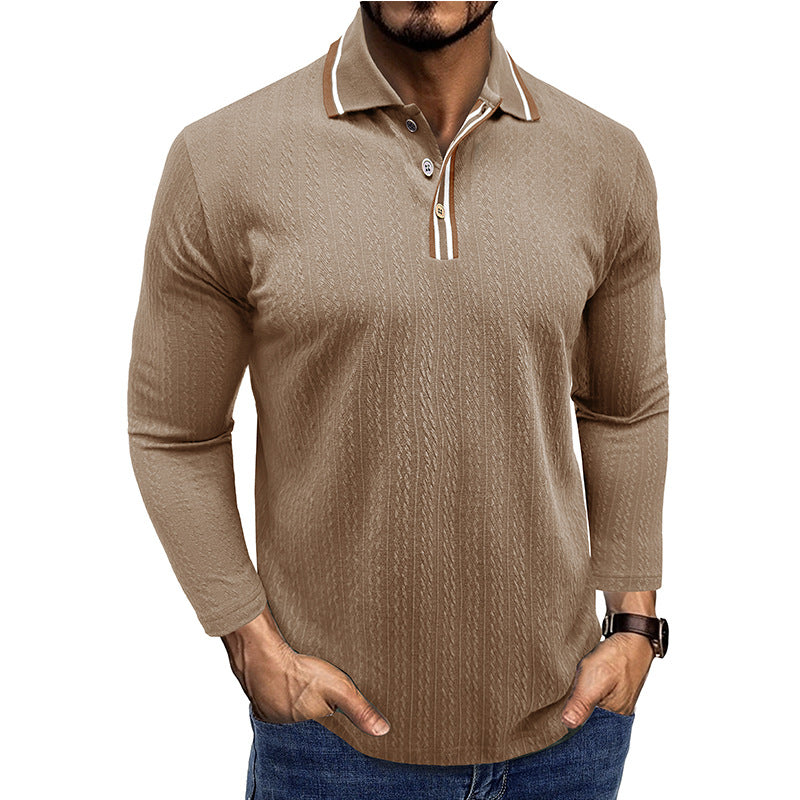 Men's long-sleeved knitted polo shirt