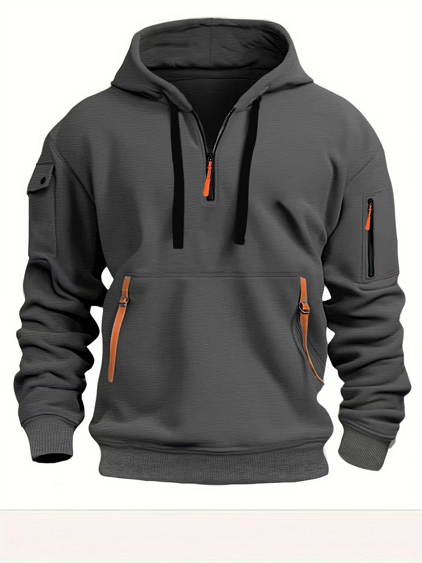Zippered Multi-Pocket Sports Hoodie