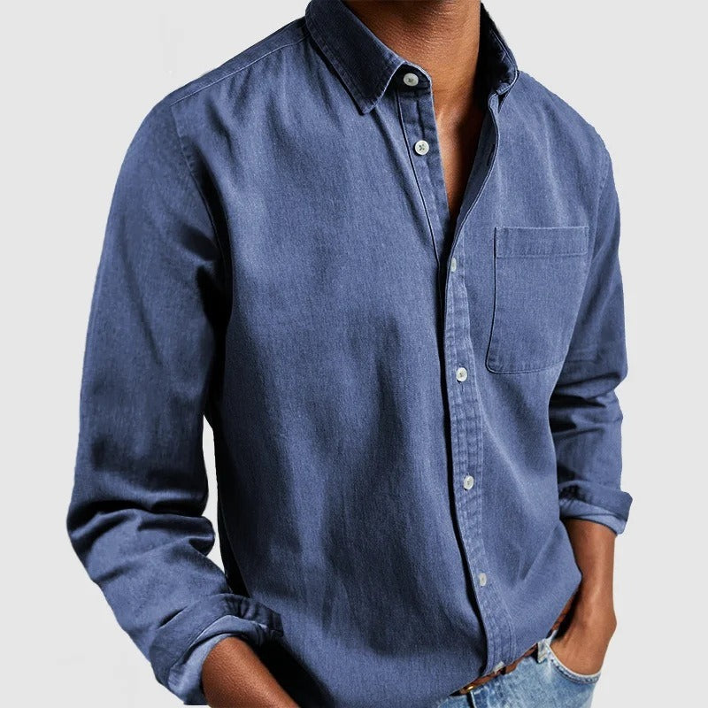 New men's long-sleeved collared shirt