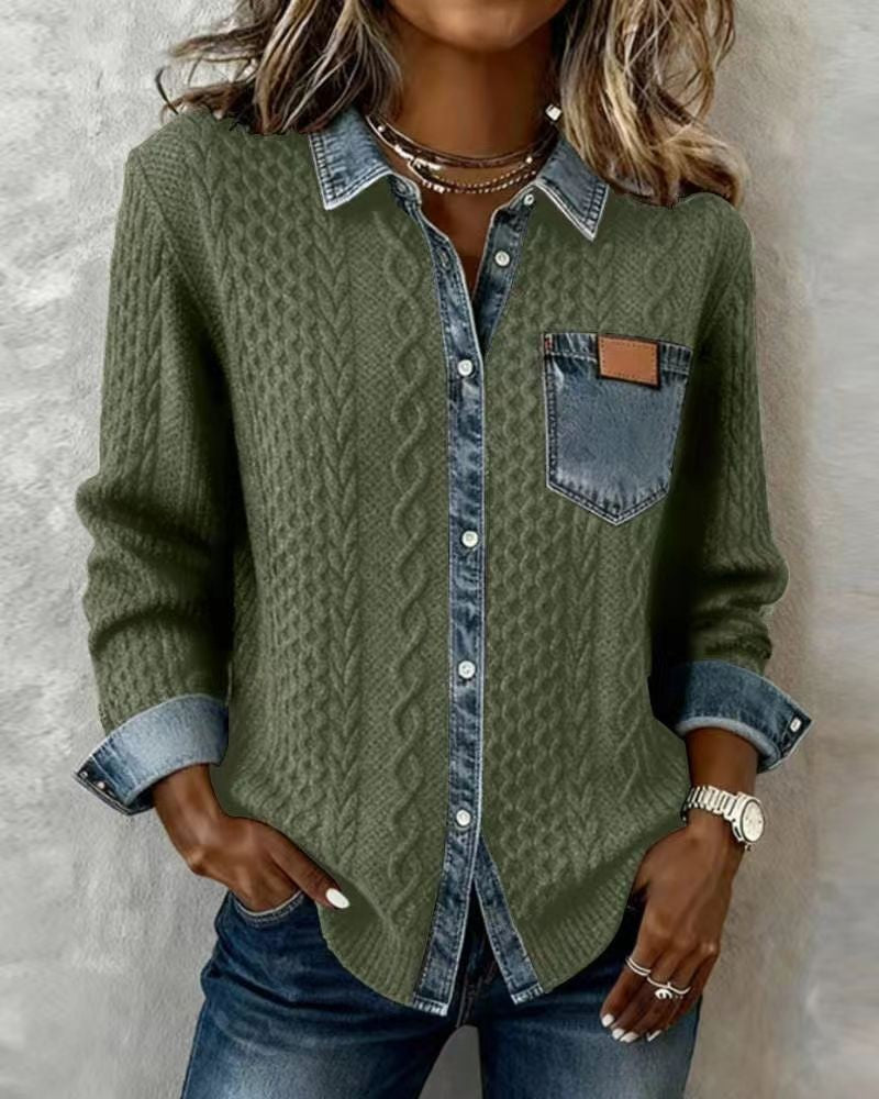 Stylish and versatile patchwork shirt cardigan