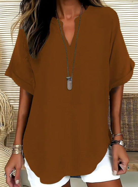 Fashion V-neck short sleeves