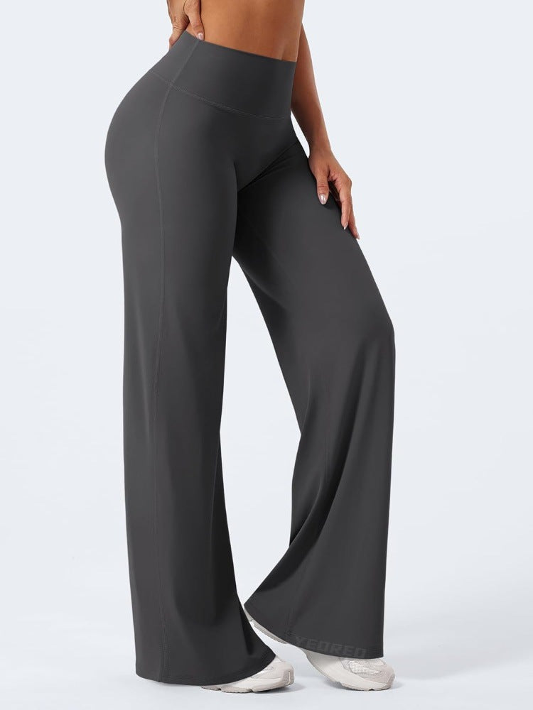 Yoga wide-leg pants, cropped high-waisted, loose straight leg pants