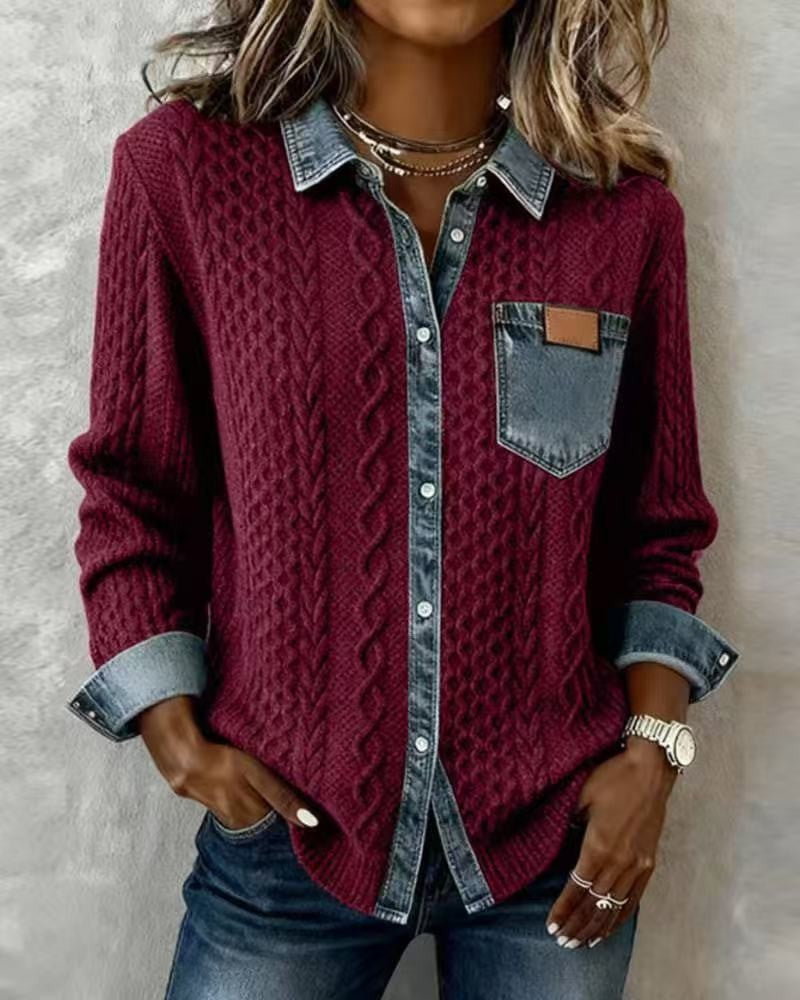 Stylish and versatile patchwork shirt cardigan