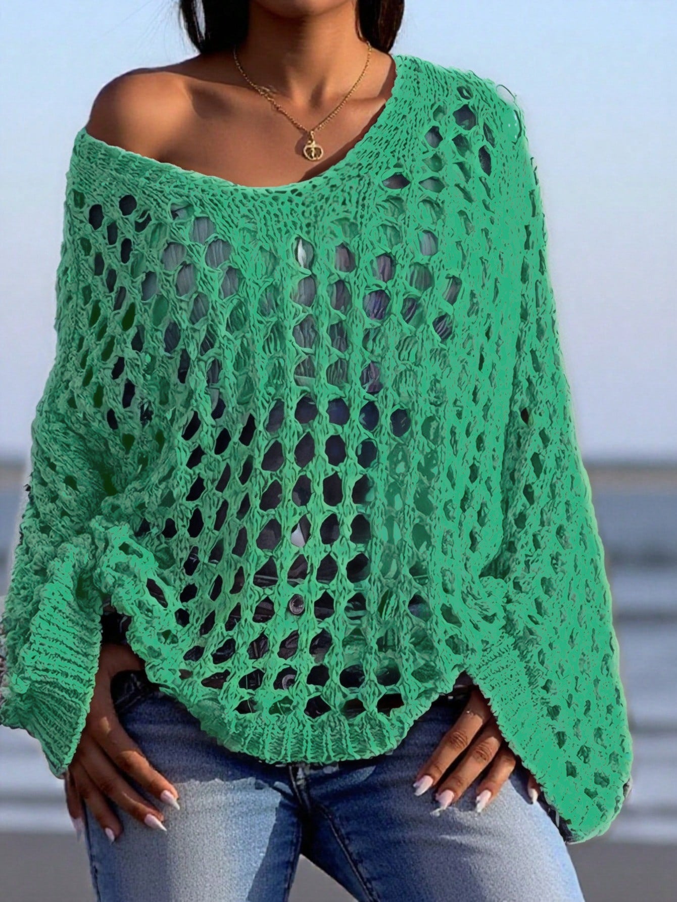 Sexy openwork knitted vacation knitwear