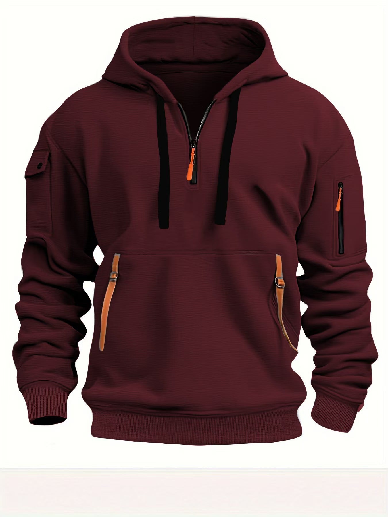 Zippered Multi-Pocket Sports Hoodie