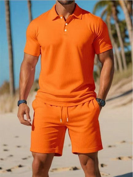 Casual sports solid color two-piece set
