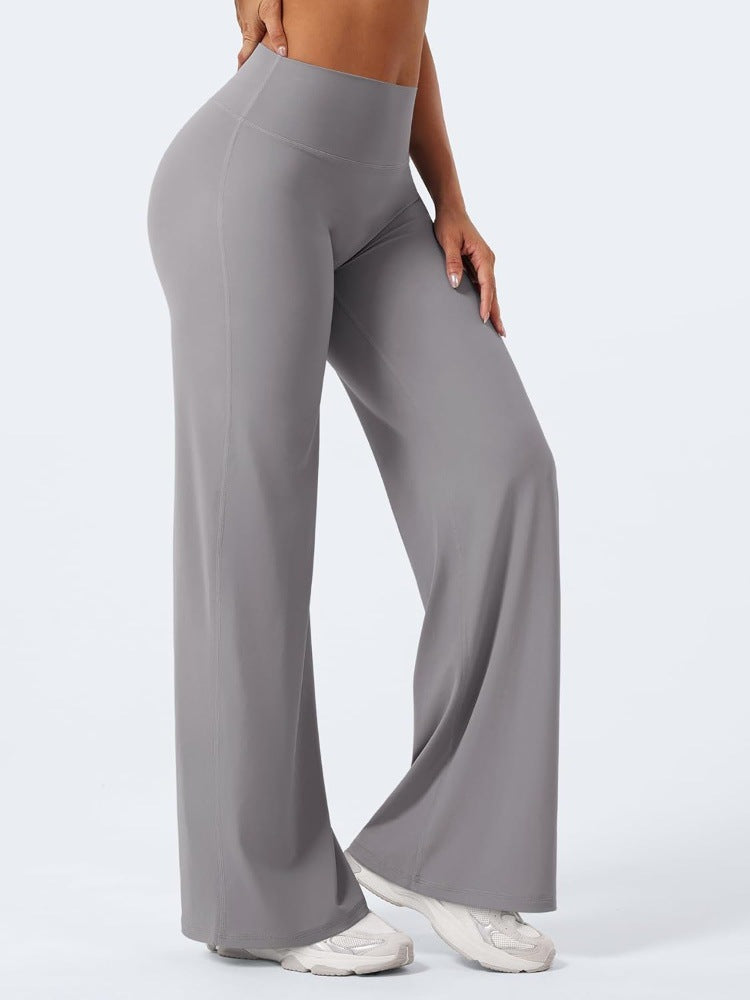Yoga wide-leg pants, cropped high-waisted, loose straight leg pants