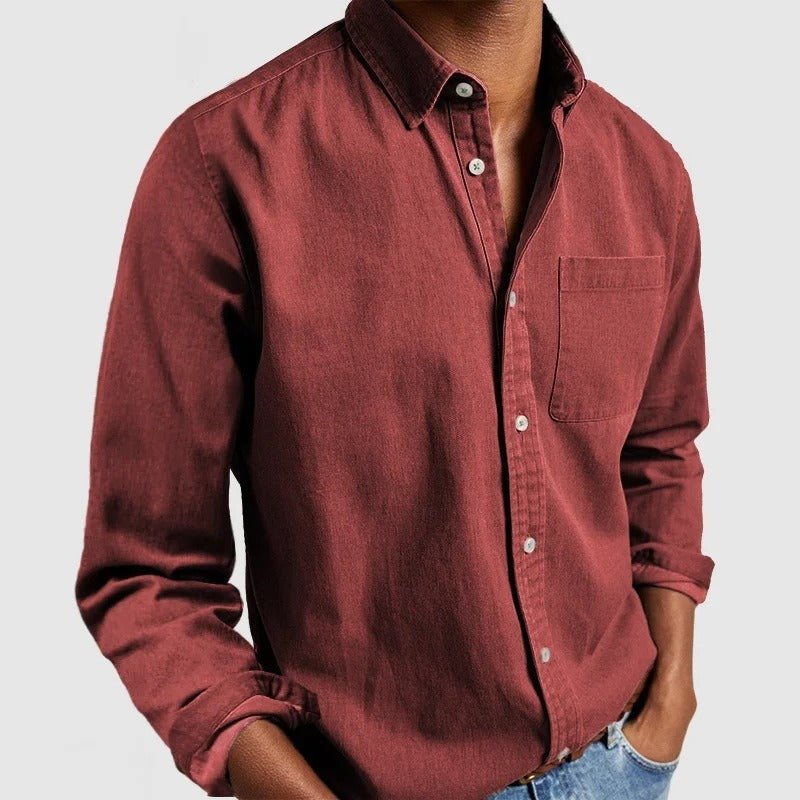 New men's long-sleeved collared shirt