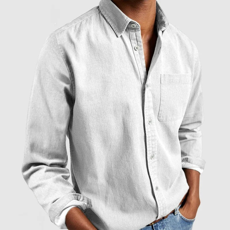 New men's long-sleeved collared shirt